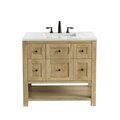 James Martin Vanities Breckenridge 36in Single Vanity, Light Natural Oak w/ 3 CM Arctic Fall Top 330-V36-LNO-3AF